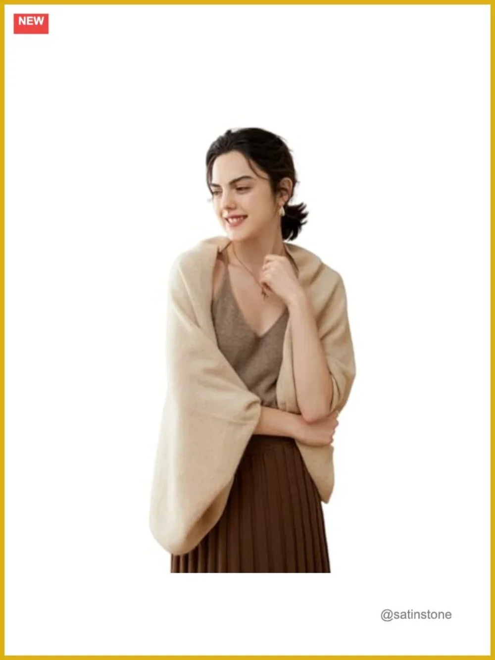 Wrap Sweater Shawl with Sleeves Poncho Pashmina Clips